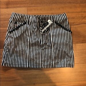 Studded pinstripe mini skirt w/ pockets&belt loops